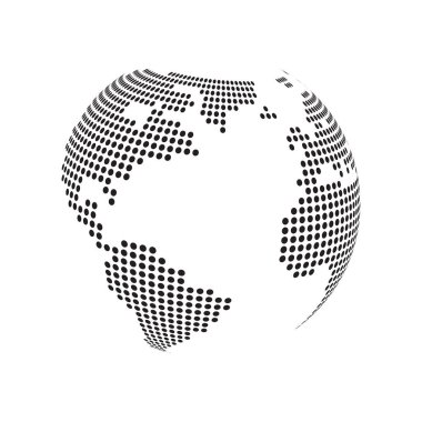 Büyük Siyah ve Beyaz Saydam Dünya Küre Tasarımı - Küresel İş, Teknoloji, Küreselleşme Konsepti, Vektör Tasarım Şablonu - Beyaz Arkaplan 'da İzole Edildi