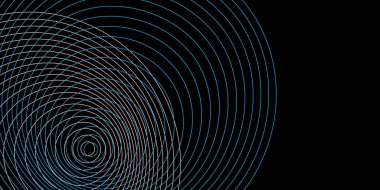 Eş merkezli spirallerin karanlık deseni, gitgide genişliyor. Mavi ve beyaz dairesel çizgiler katıksız siyah arkaplana karşı dizayn edilerek derinlik ve sonsuz hareket hissi yaratıyor.