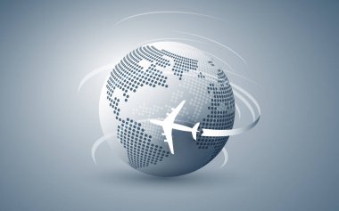 Dünyayı Gezmek - Havacılık, Uçak Konseptiyle Seyahat - Dönen Dünya Küre Tasarımı