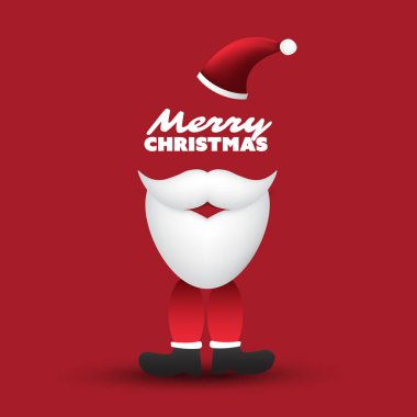 Komik Noel Baba suratlı Mutlu Noeller, Noel Baba Çizmeleri, Kırmızı Şapka ve Beyaz Sakal