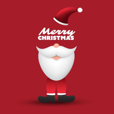 Komik Noel Baba suratlı Mutlu Noeller, Noel Baba Çizmeleri, Kırmızı Şapka ve Beyaz Sakal