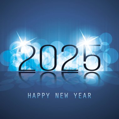 En İyi Dilekler - Soyut Modern Stil Koyu Mavi Mutlu Yıllar Kutlama Kartı veya Arkaplan, Yaratıcı Tasarım Şablonu - 2025