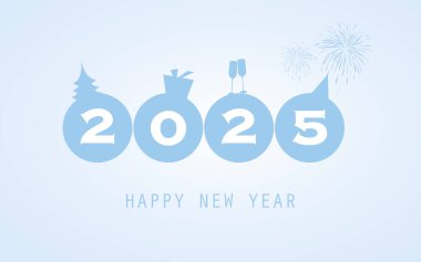 En İyi Dilekler - Açık Mavi ve Beyaz Modern Stil Basit Mutlu Yıllar Kutlama Kartı veya Kapak Tasarım Şablonu - 2025