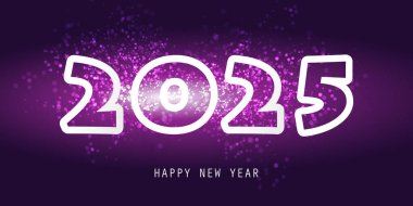 En İyi Dilekler - Koyu Mor Yeni Yıl Kartı, Kapak veya Arkaplan Tasarım Şablonu 2025