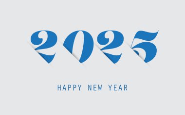 Basit Mavi Yeni Yıl Kartı, Kapak veya Arkaplan Tasarımı, Vektör Şablonu - 2025