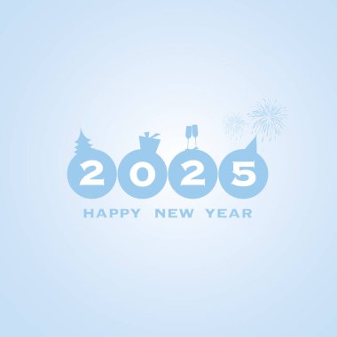 En İyi Dilekler - Açık Mavi ve Beyaz Modern Stil Basit Mutlu Yıllar Kutlama Kartı veya Kapak Tasarım Şablonu - 2025