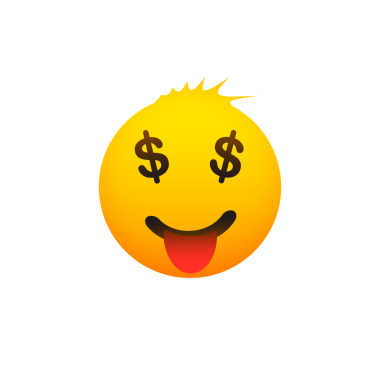 Gözlerinde Dolar İşaretleri olan Gülümseyen Emoji - Şeffaf Arkaplanda Basit Mutlu İzole Emotikon Tasarımı