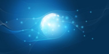 Soyut Koyu Mavi Asgari Biçim Fütürist Bulut Hesaplama, Küresel Ağ Yapısı ve Telekomünikasyon Tasarımı, Bağlantılar, Şeffaf Dalgalı Çokgen Ağ, Vektör Resimleri