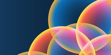 Geniş Kırmızı, Turuncu, Sarı ve Mavi Kaplayan Küre, Kabarcık Deseni ile Soyut Arkaplan, Başlık veya Sancak Tasarımı - Düzenlenebilir Vektör Biçiminde Web için Çok Amaçlı Yaratıcı Geniş Ölçeklendirme Şablonu