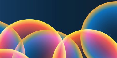 Geniş Kırmızı, Turuncu, Sarı ve Mavi Kaplayan Küre, Kabarcık Deseni ile Soyut Arkaplan, Başlık veya Sancak Tasarımı - Düzenlenebilir Vektör Biçiminde Web için Çok Amaçlı Yaratıcı Geniş Ölçeklendirme Şablonu