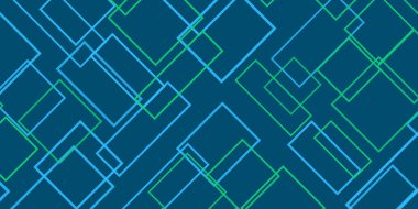 Çeşitli Boyutların Basit Üstüste binen Dikdörtgen Çerçeveleri, Yeşil ve Mavi Tonları Renkli - Geometrik Şekiller Deseni, Geniş Ölçekli Doku - Düzenlenebilir Vektör Şablonu Tasarımı