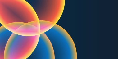 Geniş Kırmızı, Turuncu, Sarı ve Mavi Kaplayan Küre, Kabarcık Deseni ile Soyut Arkaplan, Başlık veya Sancak Tasarımı - Düzenlenebilir Vektör Biçiminde Web için Çok Amaçlı Yaratıcı Geniş Ölçeklendirme Şablonu