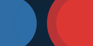 Minimalist soyut geometrik tasarım koyu kırmızı, siyah ve mavi renklerle. Eğri şekilleri ve güçlü zıtlıkları olan modern, dinamik bir kompozisyon, arka plan, marka ve dijital sanat için idealdir..