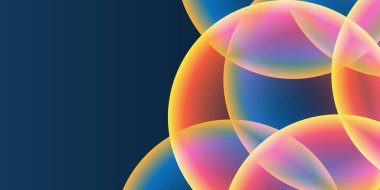 Geniş Kırmızı, Turuncu, Sarı ve Mavi Kaplayan Küre, Kabarcık Deseni ile Soyut Arkaplan, Başlık veya Sancak Tasarımı - Düzenlenebilir Vektör Biçiminde Web için Çok Amaçlı Yaratıcı Geniş Ölçeklendirme Şablonu