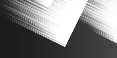 Siyah ve beyaz soyut görüntü tasarımı, köşegen, parlak çizgili, üst üste binen kare şekilli koyu arkaplan. Dinamik, modern bileşim hareket ve enerji iletir..