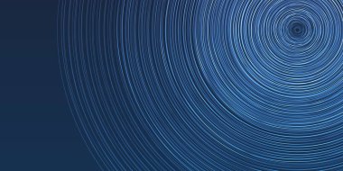 Beyaz ve Mavi Konsantrik Çemberlerin Katmanlı Koyu Mavi Arkaplan Dinamik Bir Geometrik Düzen Oluşturuyor