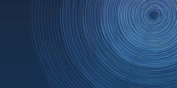 Beyaz ve Mavi Konsantrik Çemberlerin Katmanlı Koyu Mavi Arkaplan Dinamik Bir Geometrik Düzen Oluşturuyor