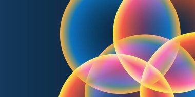 Geniş Kırmızı, Turuncu, Sarı ve Mavi Kaplayan Küre, Kabarcık Deseni ile Soyut Arkaplan, Başlık veya Sancak Tasarımı - Düzenlenebilir Vektör Biçiminde Web için Çok Amaçlı Yaratıcı Geniş Ölçeklendirme Şablonu