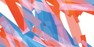 Abstract geometric background with transparent overlapping rectangular shapes in pink, blue and red. Modern digital vector art with a dynamic and fragmented design, ideal for contemporary projects