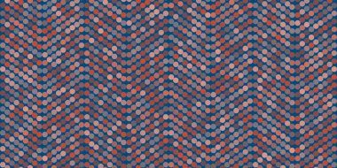 Abstract dotted pattern with colorful small circles forming wavy lines in red, blue and purpole tones. Modern geometric vector background design for creative, decorative and digital use.