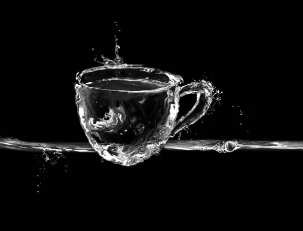 一杯由水制成的黑咖啡杯 图库图片