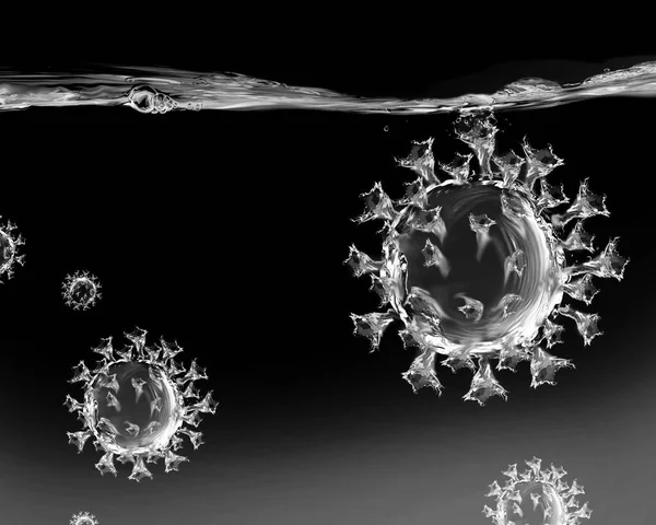 Het Coronavirus Covid Gemaakt Van Water Stockfoto