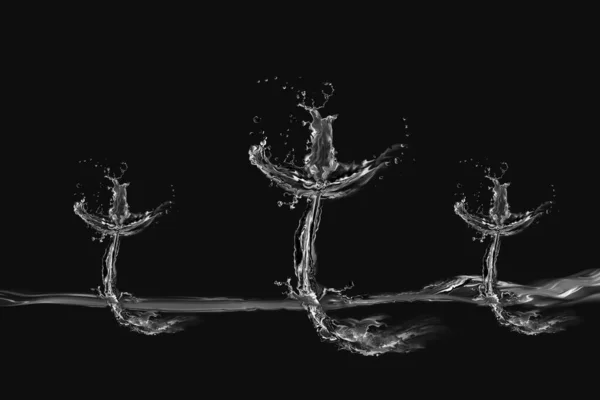 黒と白の水の三つの交差点 ロイヤリティフリーのストック画像