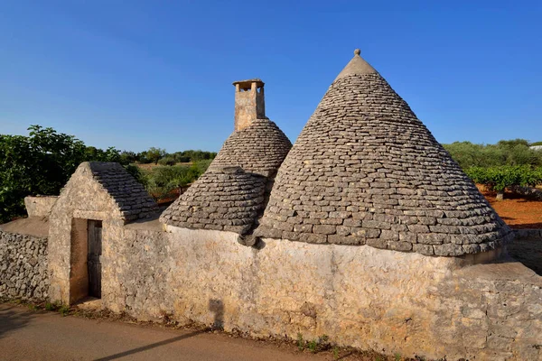 Antiga Casa Tradicional Trulli Pedra Com Telhado Cônico Sul Itália — Fotografia de Stock
