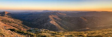 beautiful scenic view on summit mountain in Sardinia at sunset in the Gennargentu massif in Barbagia country clipart