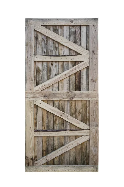 白い背景に隔離された古い木造素朴なドア — ストック写真