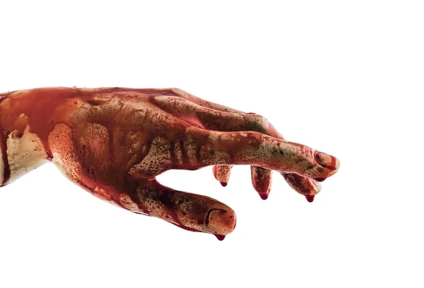Krwawa Ręka Wyizolowana Białym Tle Ścieżką Przycinającą — Zdjęcie stockowe