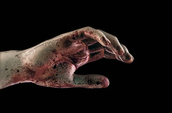 Ματωμένο Χέρι Απομονωμένο Μαύρο Φόντο Μονοπάτι Απόληξης — Φωτογραφία Αρχείου
