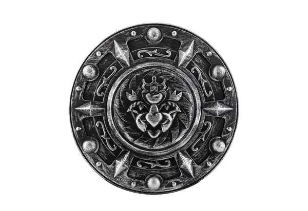 Old Ornamental Shield Isolated White Background Clipping Path — Stock Photo, Image