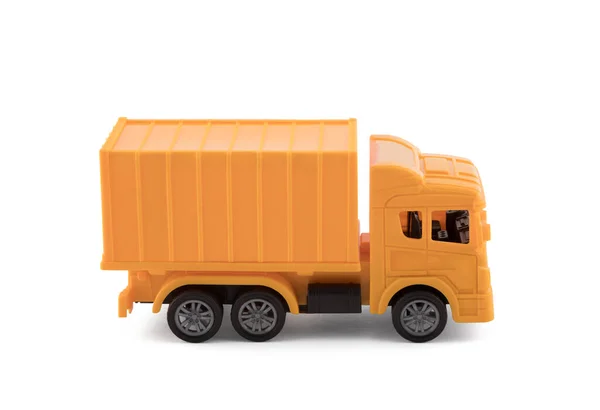 Gelbe Lastwagenminiatur Isoliert Auf Weißem Hintergrund Mit Clipping Pfad — Stockfoto