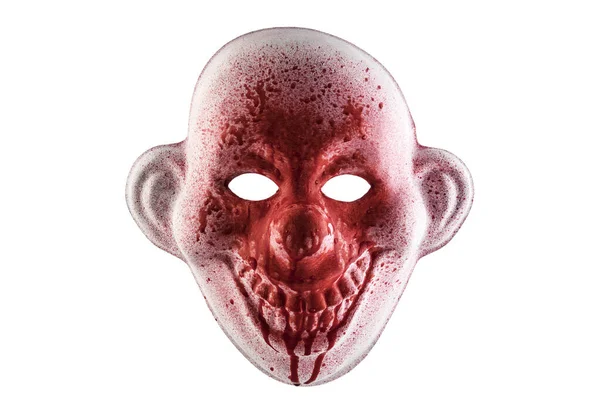 Assustador Palhaço Halloween Máscara Sangue Isolado Fundo Branco Com Clipping — Fotografia de Stock