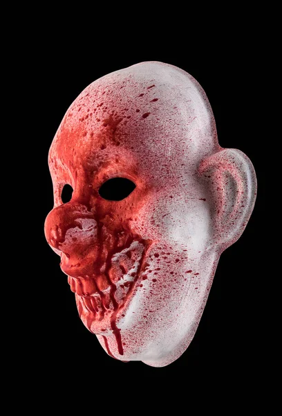 Straszny Clown Halloween Maska Krwi Izolowane Czarnym Tle Ścieżką Wycinania — Zdjęcie stockowe