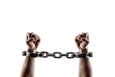 Prangalı eller kırpma yolu ile beyaz arkaplanda izole