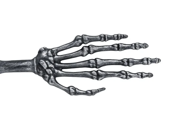 Spooky Halloween Skelet Hand Geïsoleerd Witte Achtergrond Met Clipping Pad — Stockfoto