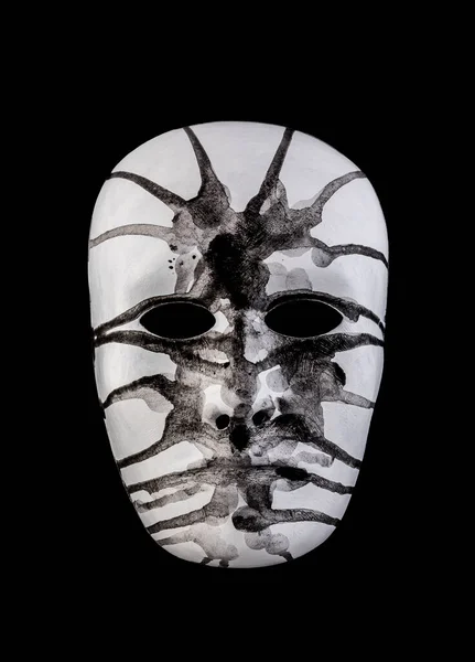 Страшна Біла Голова Намальована Чорним Кольором Ізольована Чорному Тлі — стокове фото