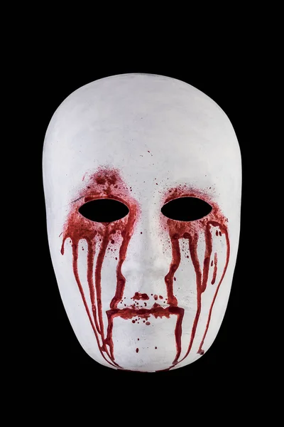Máscara Sangrienta Espeluznante Aislada Sobre Fondo Negro Con Ruta Recorte —  Fotos de Stock