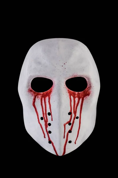 Ανατριχιαστική Αιματηρή Μάσκα Που Απομονώνεται Μαύρο Φόντο Μονοπάτι Αποκοπής — Φωτογραφία Αρχείου
