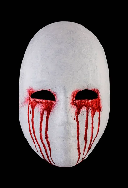 Máscara Sangrienta Espeluznante Aislada Sobre Fondo Negro Con Ruta Recorte — Foto de Stock
