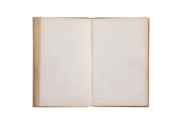 Abrir Libro Viejo Con Páginas Blanco Aisladas Sobre Fondo Blanco — Foto de Stock