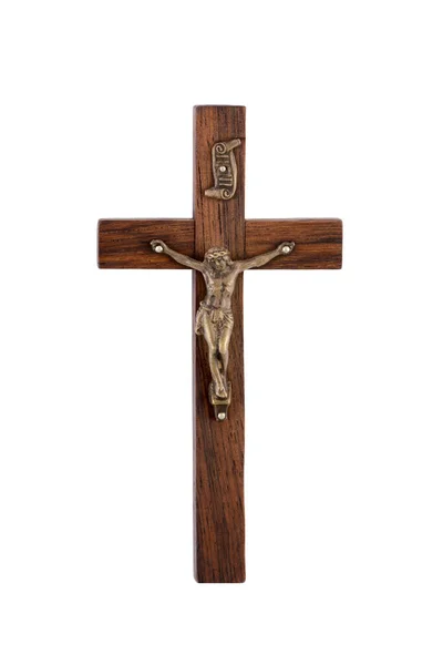 Crucifix Geïsoleerd Witte Achtergrond Met Clipping Pad — Stockfoto