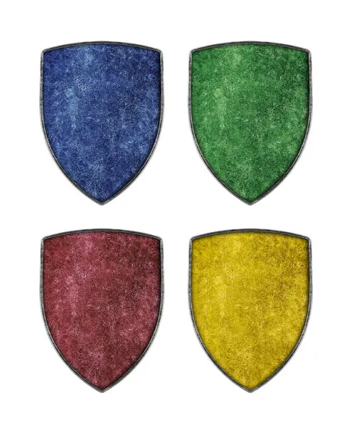 Красочные Средневековые Металлические Щиты Белом Фоне Стоковое Фото