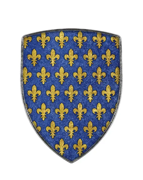 Heraldic Lilies France Shield Isolated White Background — Stock Photo, Image
