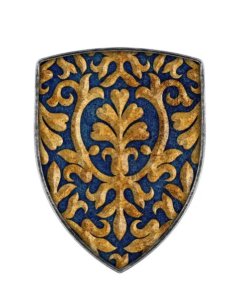 Medieval Decorated Shield Isolated White Background — Stock Photo, Image