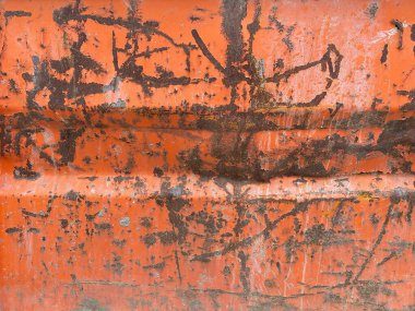 Çizilmiş turuncu paslı çelikten arkaplan dokusu