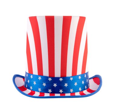 Ekstra uzun Amerikan şapkası beyaz arka planda izole edilmiş.