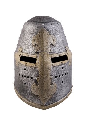Medieval knight helmet isolated on white background with clipping path